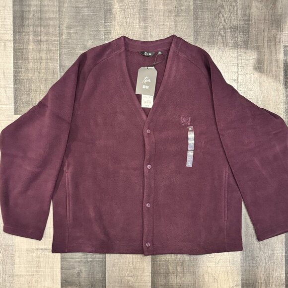 Uniqlo x Needles Fleece Cardigan Size XL Purple - Picture 1 of 4